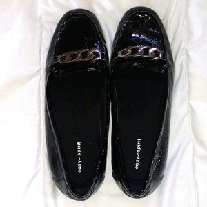 Easy Spirit Black Croc-Embossed Loafers